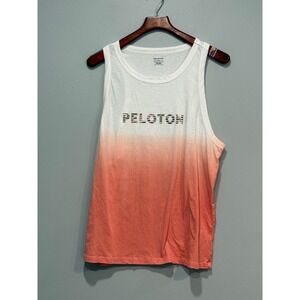 Peloton Womens XXL Tank Top Ombre White Coral Orange Graphic